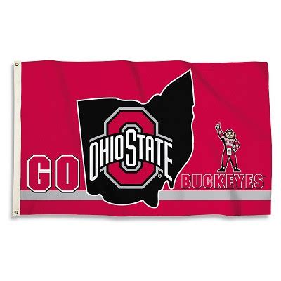 Ohio State Buckeyes State Outline Flag - Dragon Sports