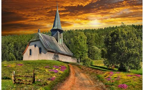 Church on a Hill at Sunset Image - ID: 48620 - Image Abyss