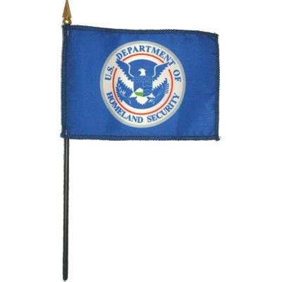 4 in. x 6 in. DHS Flag Mounted on a 10 in. staff - 12 Pack