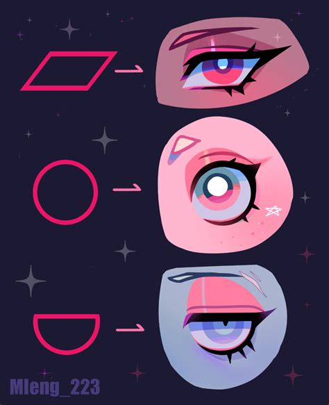 three different types of eyes on a dark background