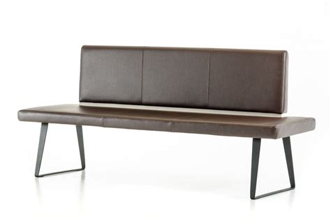 Brown Leather Dining Bench With Backrest - All World Furniture