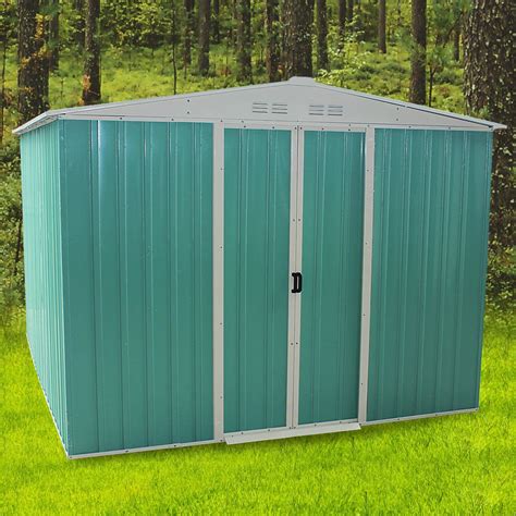 Buy Outdoor Metal Garden Storage Shed Box Waterproof Flat Roof Building ...