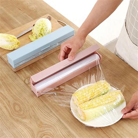 Plastic Cling Film Wrap Dispenser Cutter Kitchen Food Wrap Cutter ...