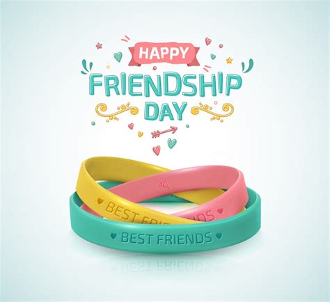 Friendship day. three rubber bracelets for friend band Vector | Premium ...