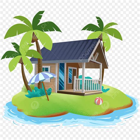 Wooden House Clipart PNG Images, Hand Painted Island Wooden House ...