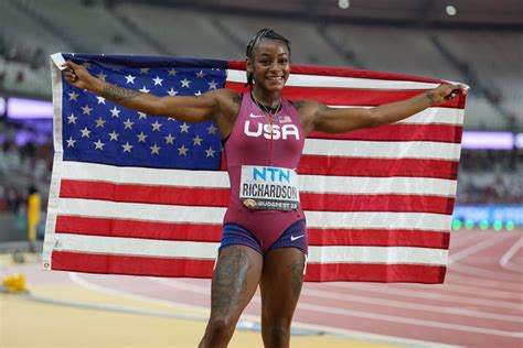 Former LSU sprinter Sha’Carri Richardson wins gold in first World ...