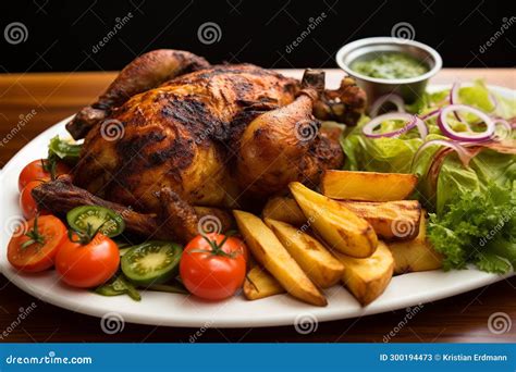 Pollo A La Brasa: Peruvian Rotisserie Chicken With Sides Royalty-Free Stock Image ...