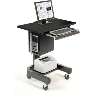 Global Industrial™ Mobile Computer Cart, 27"W x 24-1/2"D x 41"H, Black