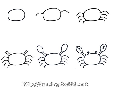 How to draw a crab for kids - drawingsforkids.net