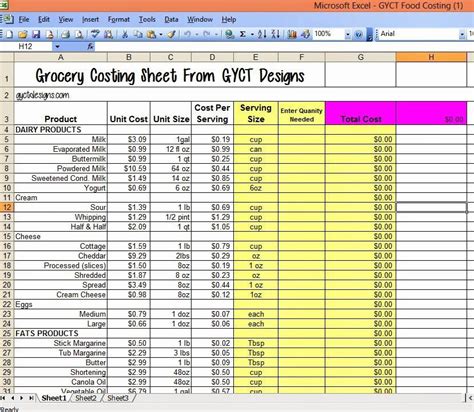 Food Costing Template Lovely Cost Of Food for organize Me Sizzlin ...