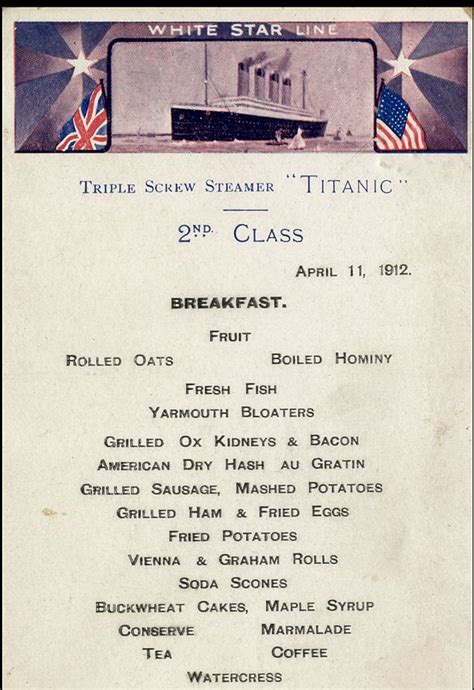 Menu for third class passengers in the titanic : pics