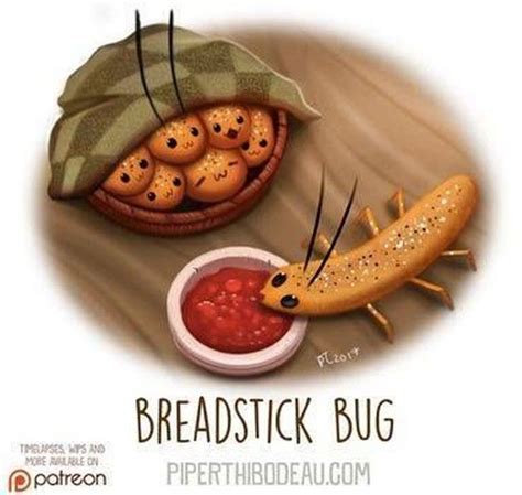 #Cute Daily Paint 1621. Breadstick Bug by Cryptid-Creations | Cute food ...