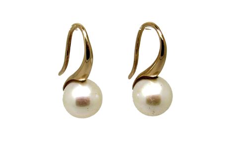 9ct Rose Gold Sweeping Pearl Hook Earrings - Diamond Creations