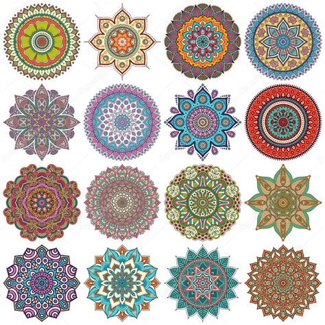 Mandala. Round Ornament Pattern set Stock Photo by ©VikaSnezh 70296225