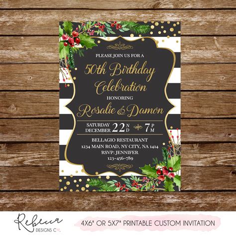 Christmas Birthday Invitation Printable Christmas Birthday - Etsy