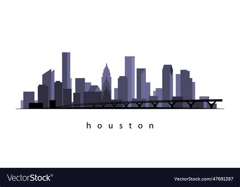 Flat houston skyline silhouette Royalty Free Vector Image