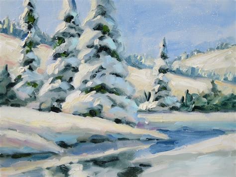 TOM BROWN FINE ART: FALLING SNOW, HOLIDAY SPECIAL, LARGE OIL PAINTING by TOM BROWN