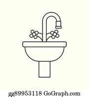 22 Bathroom Sink Icon White On The Black Clip Art | Royalty Free - GoGraph