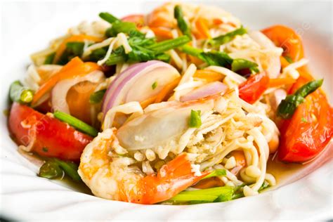 Shrimp Seafood Dish On The Table Healthy Fish Food Photo Background And ...