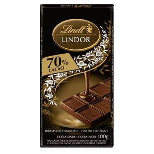 Lindt LINDOR 70% Cacoa Dark Chocolate Bar, 100 Grams