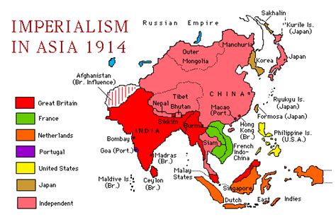 A Map Showing The Imperialism Of Many Countries In Eastern Asia ...