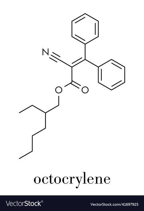 Octocrylene sunscreen molecule skeletal formula Vector Image