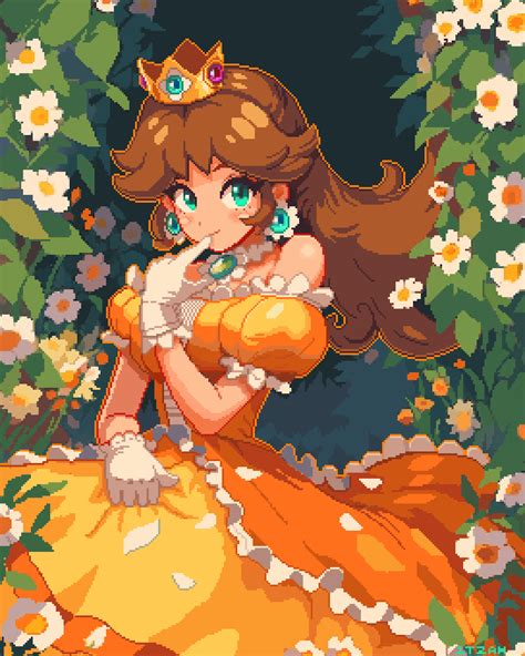 Daisy Pixel Art By 1TZAH : r/MushroomKingdomWaifus