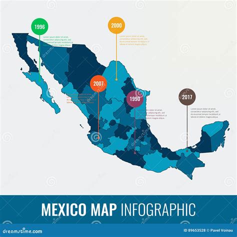 Mexico Map Infographic Template. All Regions are Selectable Stock Vector - Illustration of latin ...