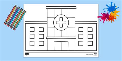 FREE! - Hospital dibujo - Hoja para colorear para niños - Twinkl