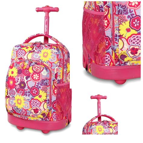 Girls Rolling Backpack Kids School Wheeled Book Bag Telescoping Pink ...