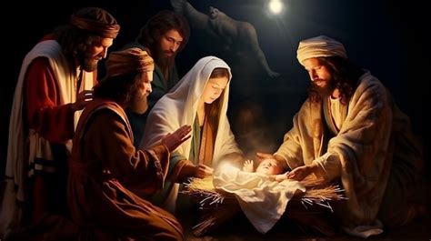 Escena del nacimiento de jesucristo belén navideño | Foto Premium