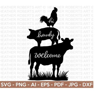 Farmhouse Welcome Sign SVG , Farmhouse SVG, Cow SVG, Pig svg - Inspire Uplift