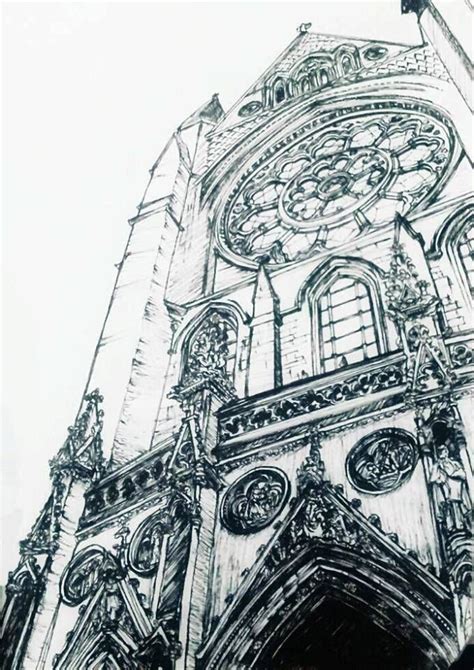 Gothic Architecture Drawing ~ Reims Cathedral | Bodhoswasust