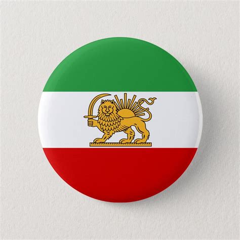 Flag of the Shah of Iran (1964-1980) شیر و خورشید Button | Zazzle