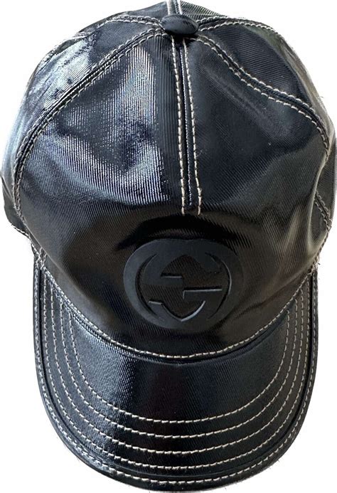 Gucci women’s black patent leather hat/adjustable ba… - Gem