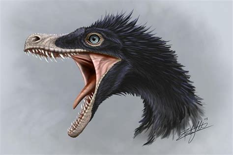 an artist's rendering of a dinosaur with its mouth open and teeth wide open