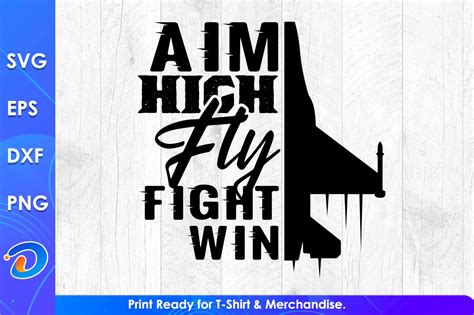 Aim High Fly-Fight-Win Air Force Graphic by Designtorch · Creative Fabrica