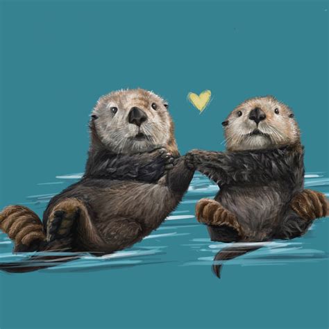 Otters Holding Hands by elkocloud on DeviantArt