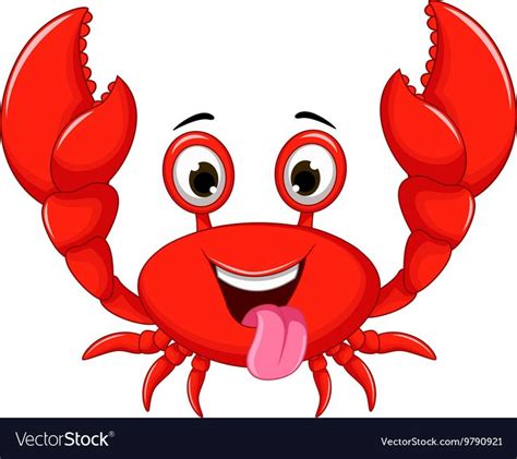 Funny cartoon crab vector image on VectorStock | Crab cartoon, Crab ...