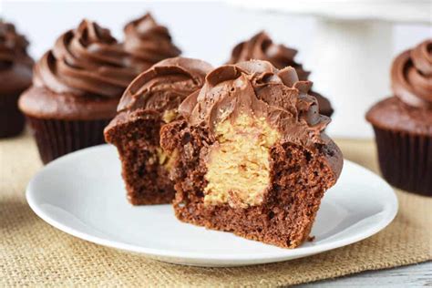 Peanut Butter Filled Chocolate Cupcakes