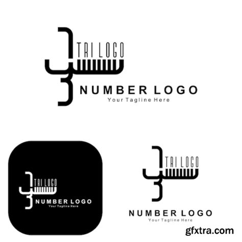 Number 3 three logo design premium icon vector » GFxtra