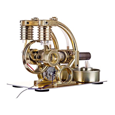 Stirling Engine Model Kit L-Shape Double Cylinders with All-metal Base and Big Bulb - Stirlingkit