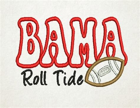 Bama Roll Tide Alabama Applique Football Applique - Etsy