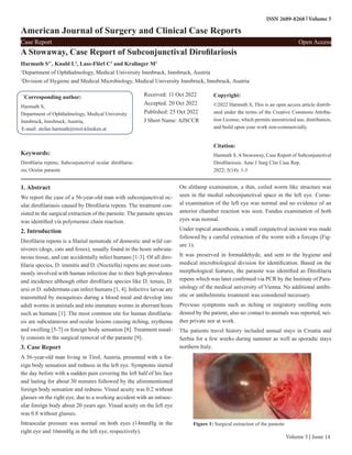 A Stowaway, Case Report of Subconjunctival Dirofilariosis | PDF