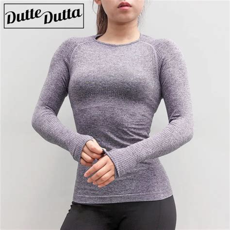 Seamless Long Sleeve Sport Shirt with Thumb Hole Women Sports Wear Gym Clothing Workout Tops ...