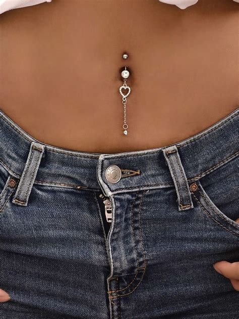 Rhinestone Heart Belly Ring | Belly piercing jewelry, Belly button ...