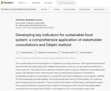 Developing key indicators for sustainable food systems: a comprehensive ...