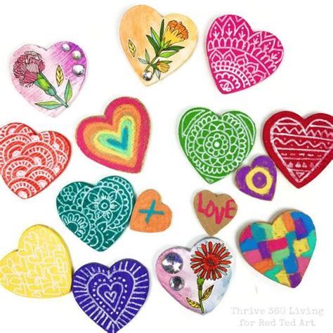 Rainbow Heart Magnets - Red Ted Art - Kids Crafts