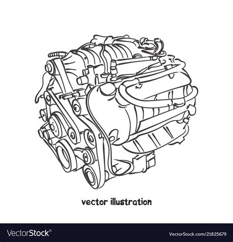 Sketch of car engine Royalty Free Vector Image