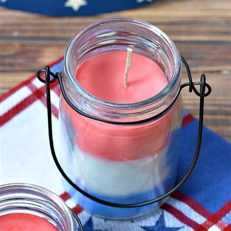 Red, White, and Blue Homemade Citronella Candles